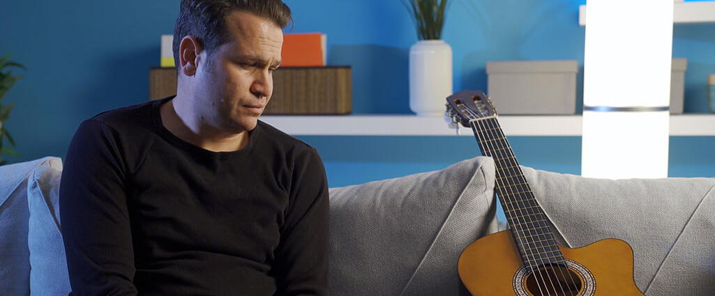 Image of a frustrated guitarist